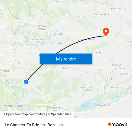 Le Chatelet-En-Brie to Bezalles map