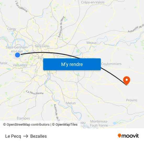 Le Pecq to Bezalles map