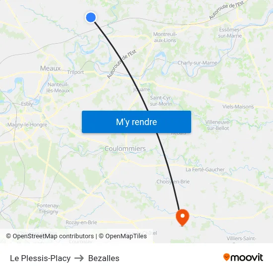 Le Plessis-Placy to Bezalles map