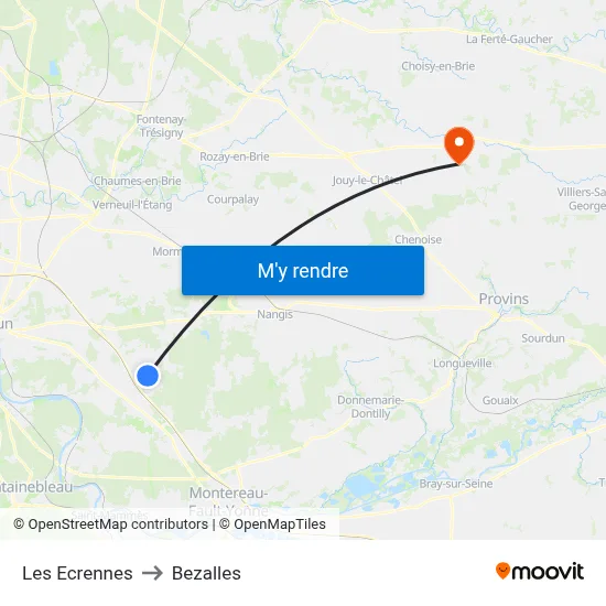 Les Ecrennes to Bezalles map