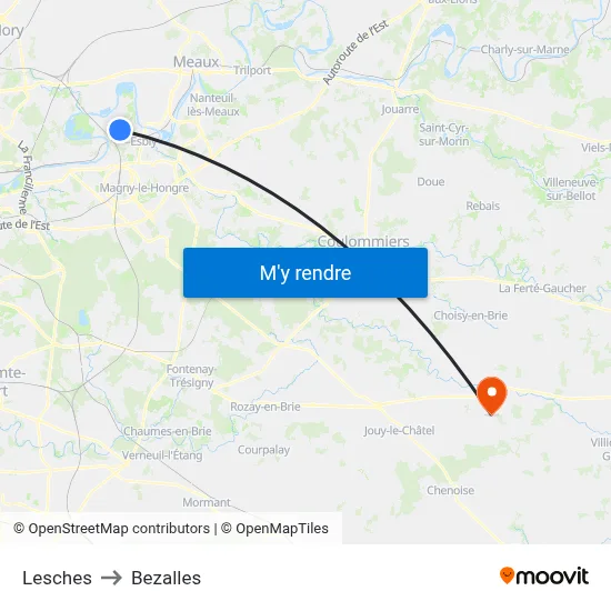 Lesches to Bezalles map