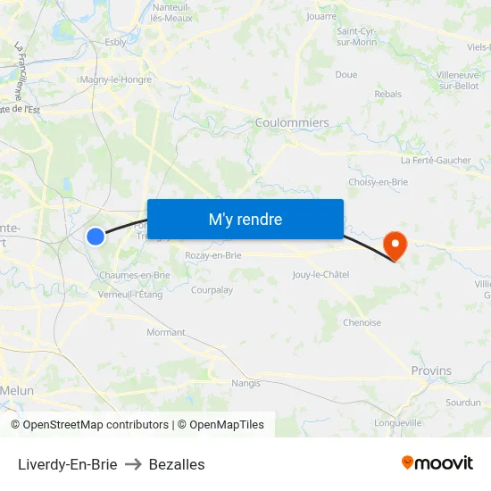 Liverdy-En-Brie to Bezalles map