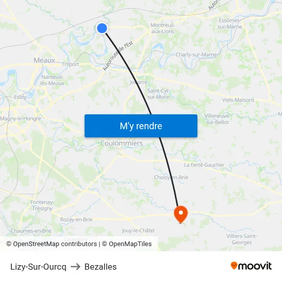 Lizy-Sur-Ourcq to Bezalles map