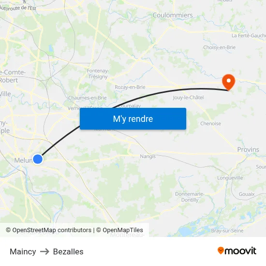 Maincy to Bezalles map