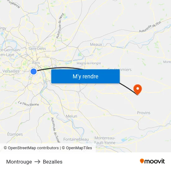 Montrouge to Bezalles map