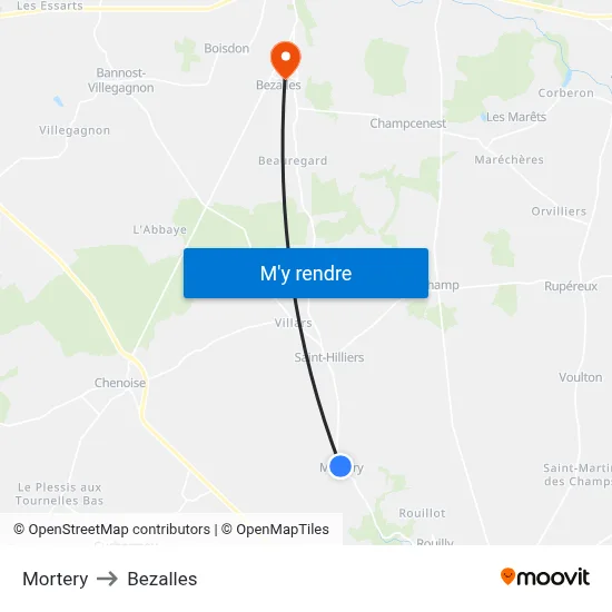 Mortery to Bezalles map
