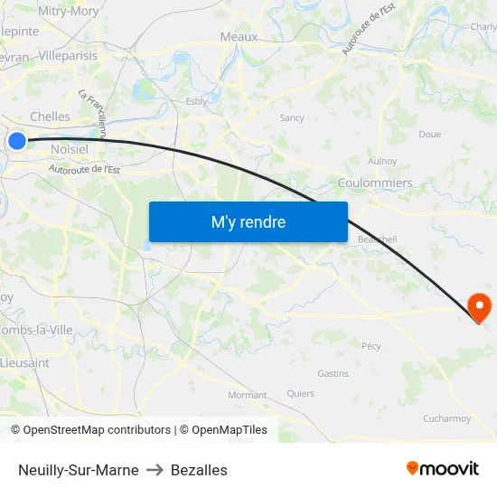 Neuilly-Sur-Marne to Bezalles map