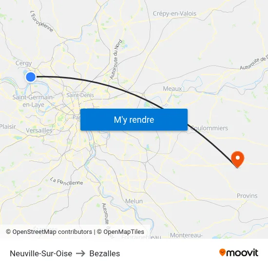 Neuville-Sur-Oise to Bezalles map