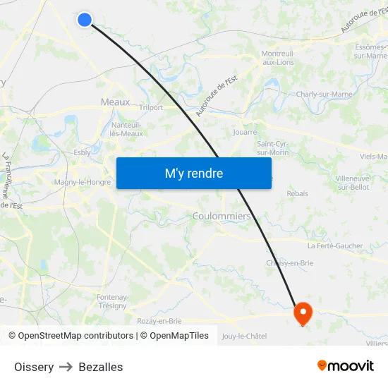 Oissery to Bezalles map