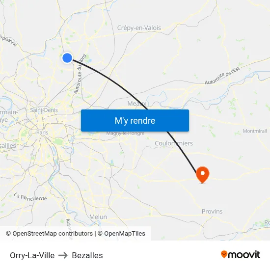 Orry-La-Ville to Bezalles map