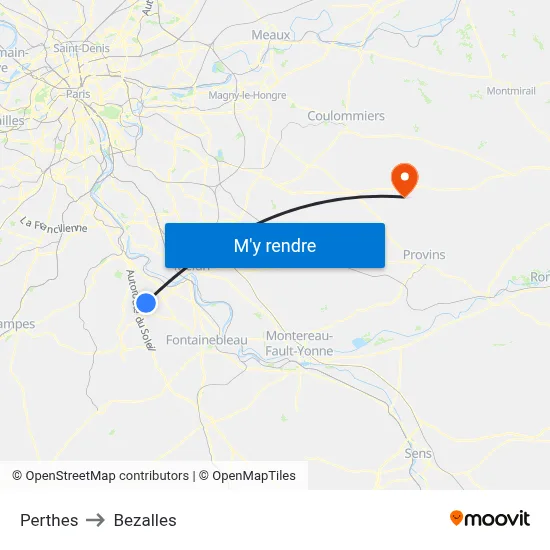 Perthes to Bezalles map