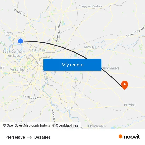 Pierrelaye to Bezalles map