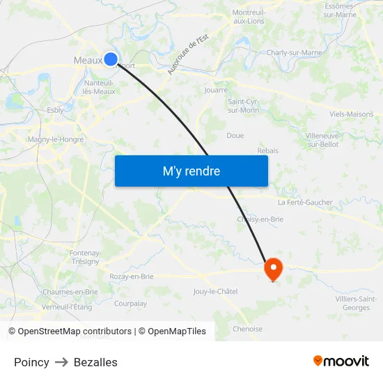 Poincy to Bezalles map