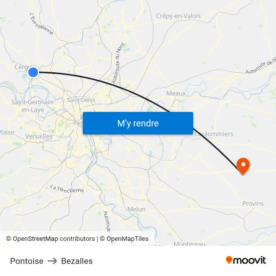 Pontoise to Bezalles map