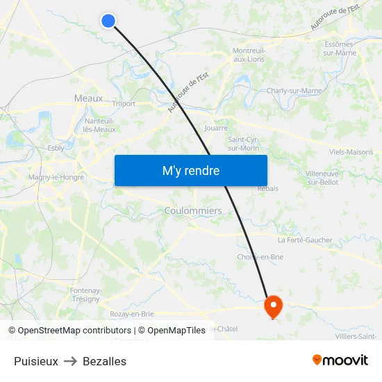 Puisieux to Bezalles map