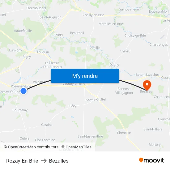 Rozay-En-Brie to Bezalles map