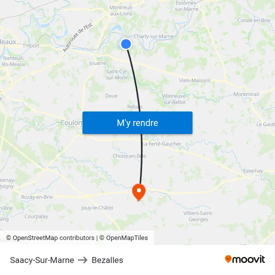 Saacy-Sur-Marne to Bezalles map