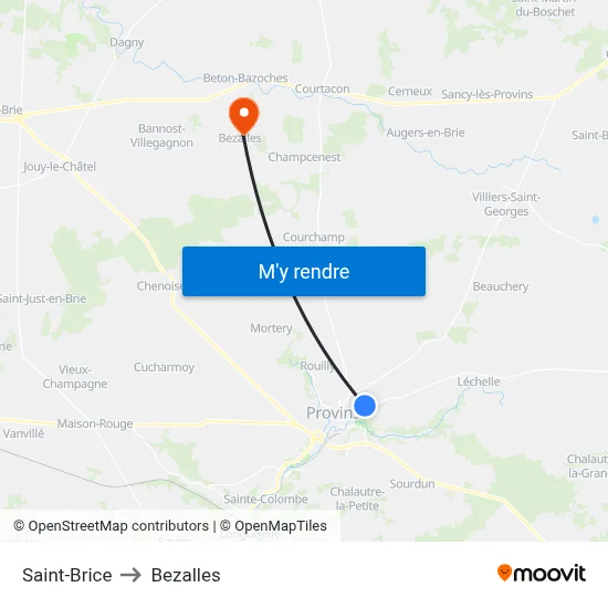 Saint-Brice to Bezalles map