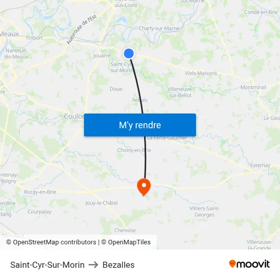 Saint-Cyr-Sur-Morin to Bezalles map