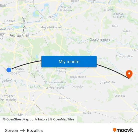 Servon to Bezalles map