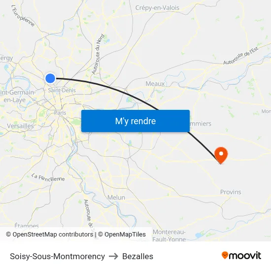 Soisy-Sous-Montmorency to Bezalles map