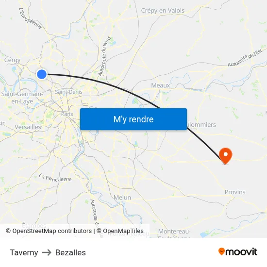 Taverny to Bezalles map