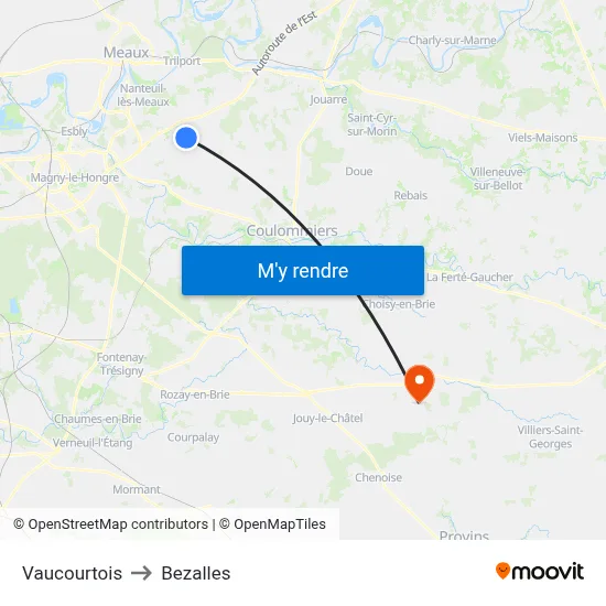 Vaucourtois to Bezalles map