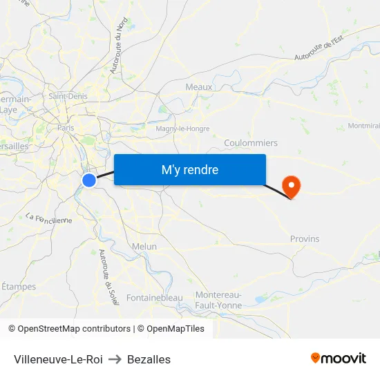 Villeneuve-Le-Roi to Bezalles map