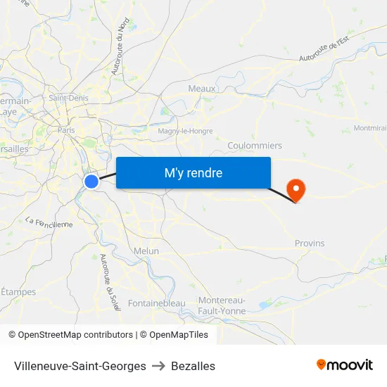 Villeneuve-Saint-Georges to Bezalles map