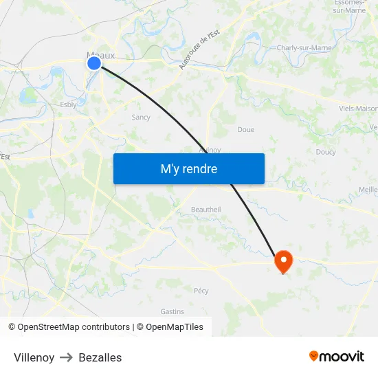 Villenoy to Bezalles map