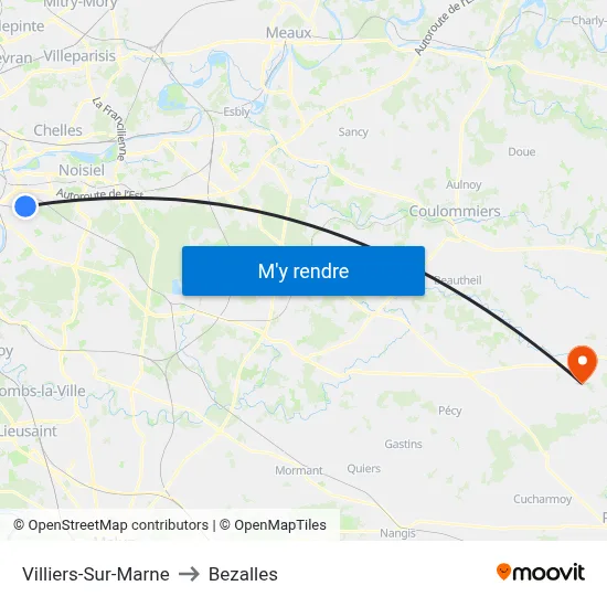 Villiers-Sur-Marne to Bezalles map