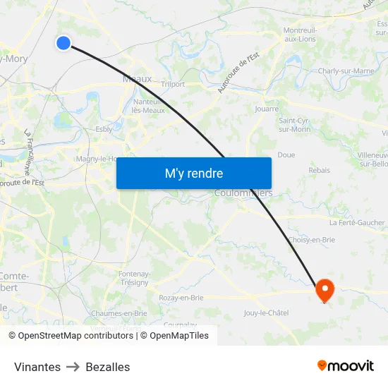 Vinantes to Bezalles map