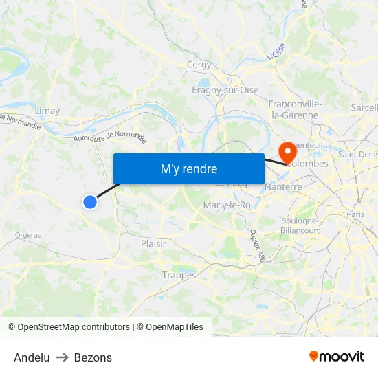 Andelu to Bezons map
