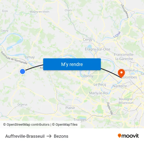Auffreville-Brasseuil to Bezons map
