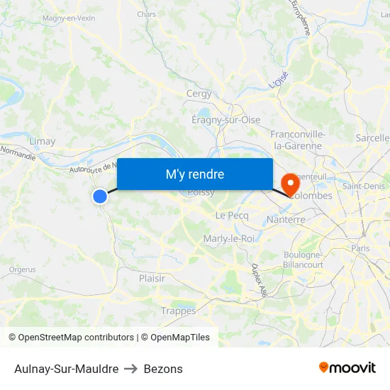 Aulnay-Sur-Mauldre to Bezons map