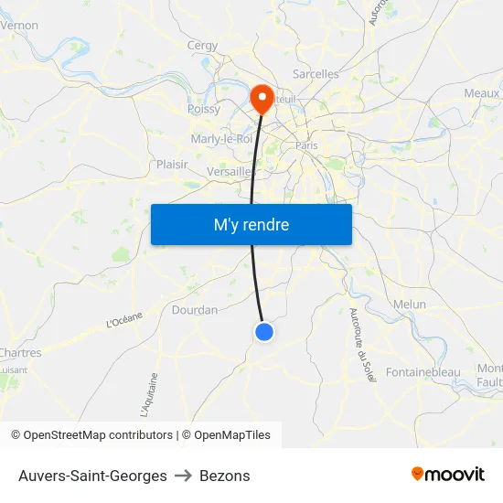 Auvers-Saint-Georges to Bezons map