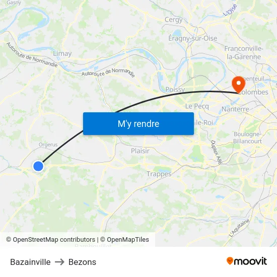 Bazainville to Bezons map