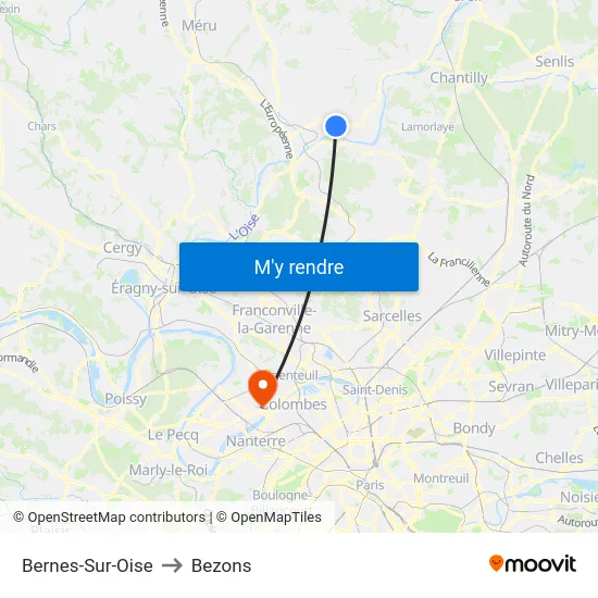Bernes-Sur-Oise to Bezons map