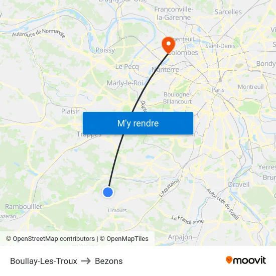 Boullay-Les-Troux to Bezons map