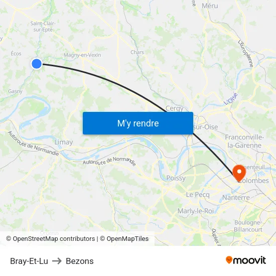 Bray-Et-Lu to Bezons map