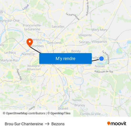 Brou-Sur-Chantereine to Bezons map
