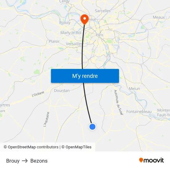 Brouy to Bezons map