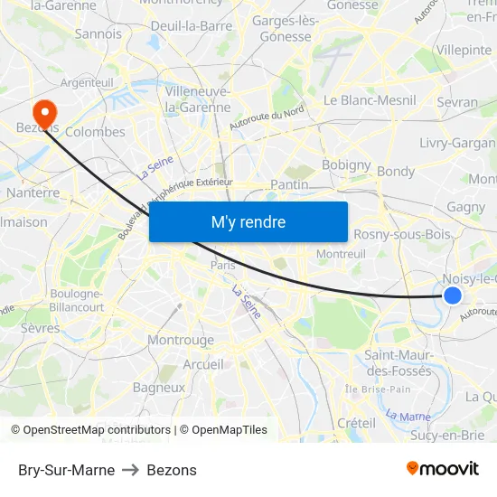 Bry-Sur-Marne to Bezons map