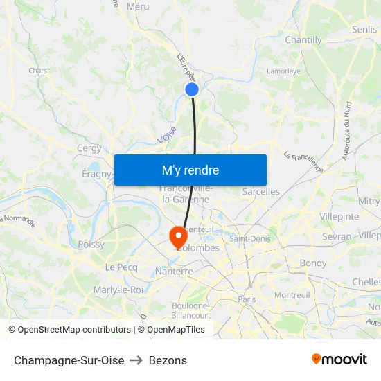 Champagne-Sur-Oise to Bezons map