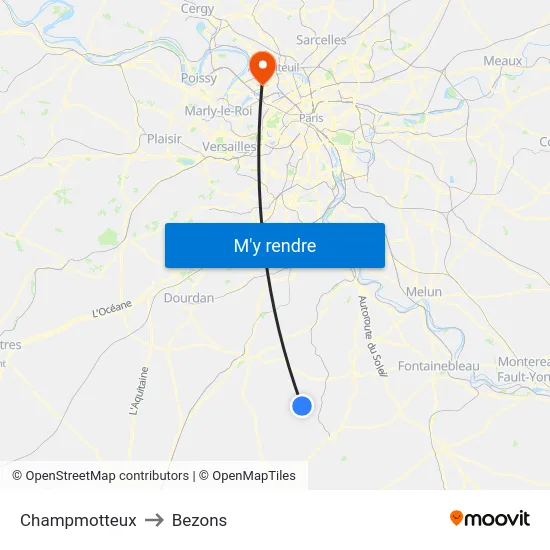 Champmotteux to Bezons map