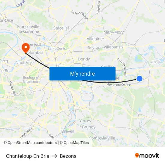 Chanteloup-En-Brie to Bezons map
