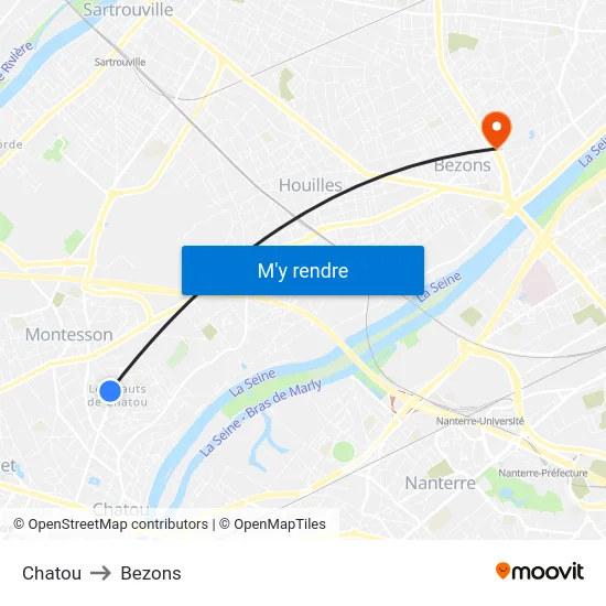 Chatou to Bezons map