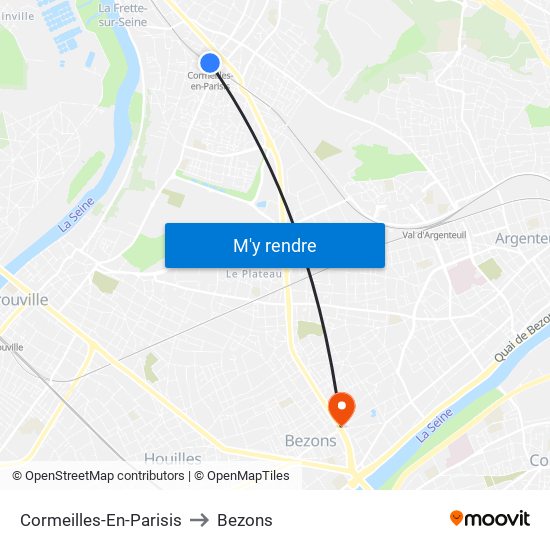 Cormeilles-En-Parisis to Bezons map