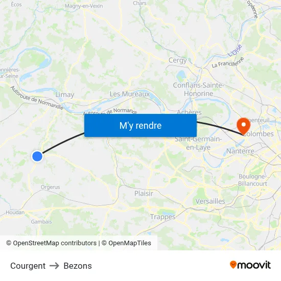 Courgent to Bezons map