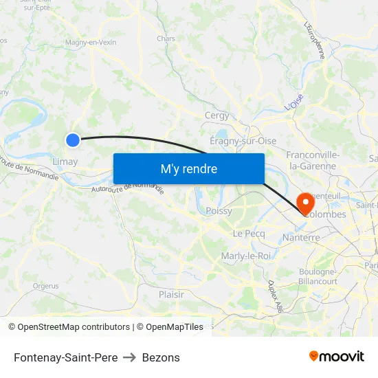 Fontenay-Saint-Pere to Bezons map